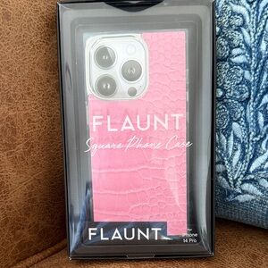 Pink Crocodile Pattern Square Phone Case for iPhone 14 Pro